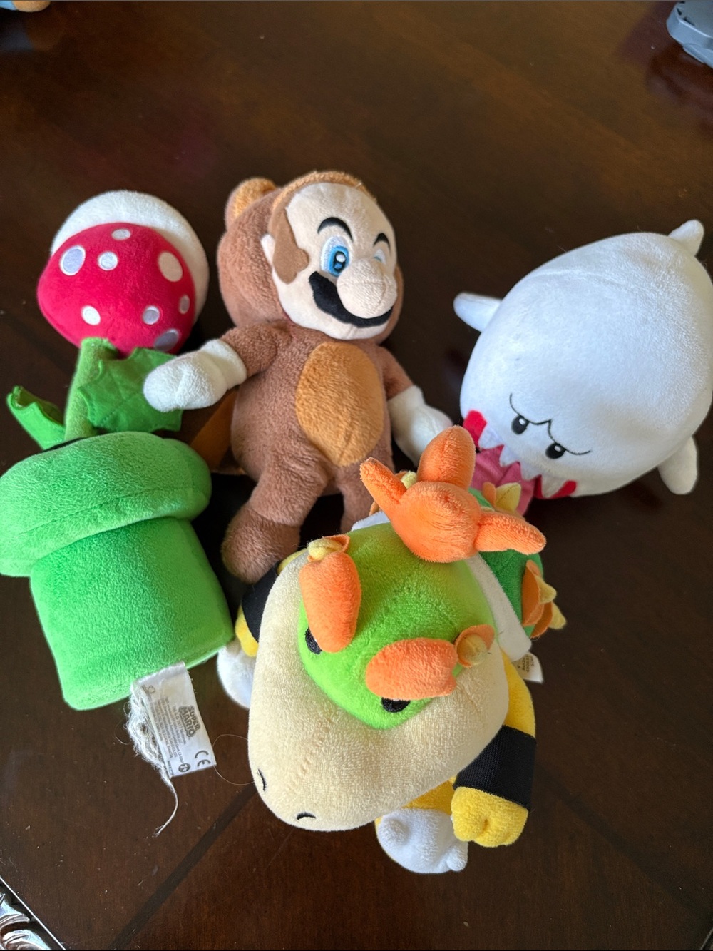 Colorful Kids Plush Character Set - Green, Brown, White, Orange Accents